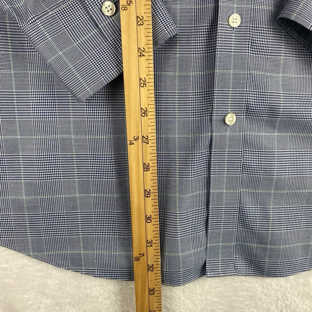 Charles Tyrwhitt Dress Shirt Mens 17-35 Blue/Green Plaid Slim Fit No Iron